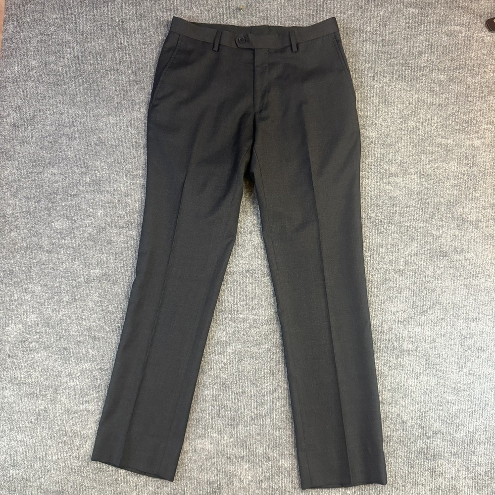 Charles Tyrwhitt Dress Pants Mens 33x32 Black Wool Flat Front Suit Trousers